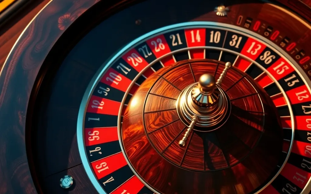 Ruota della roulette in movimento con fiches da puntata bassa
